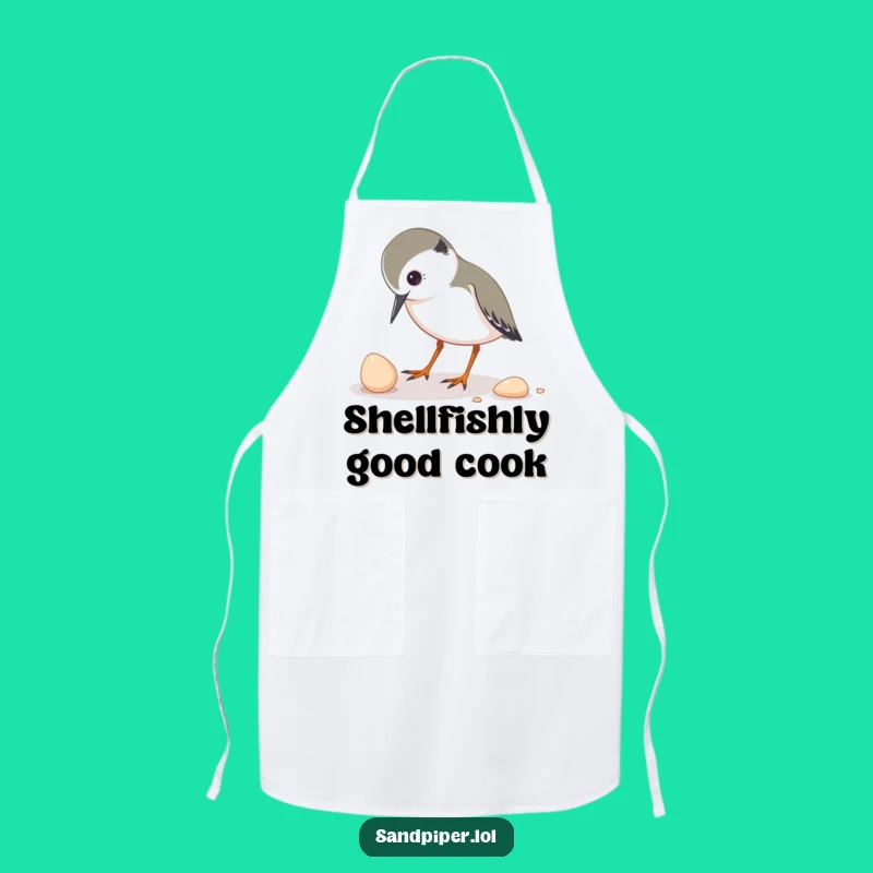 Funny Bird Apron: Sandpiper Pecking Shell - Kitchen Explorer Fun
