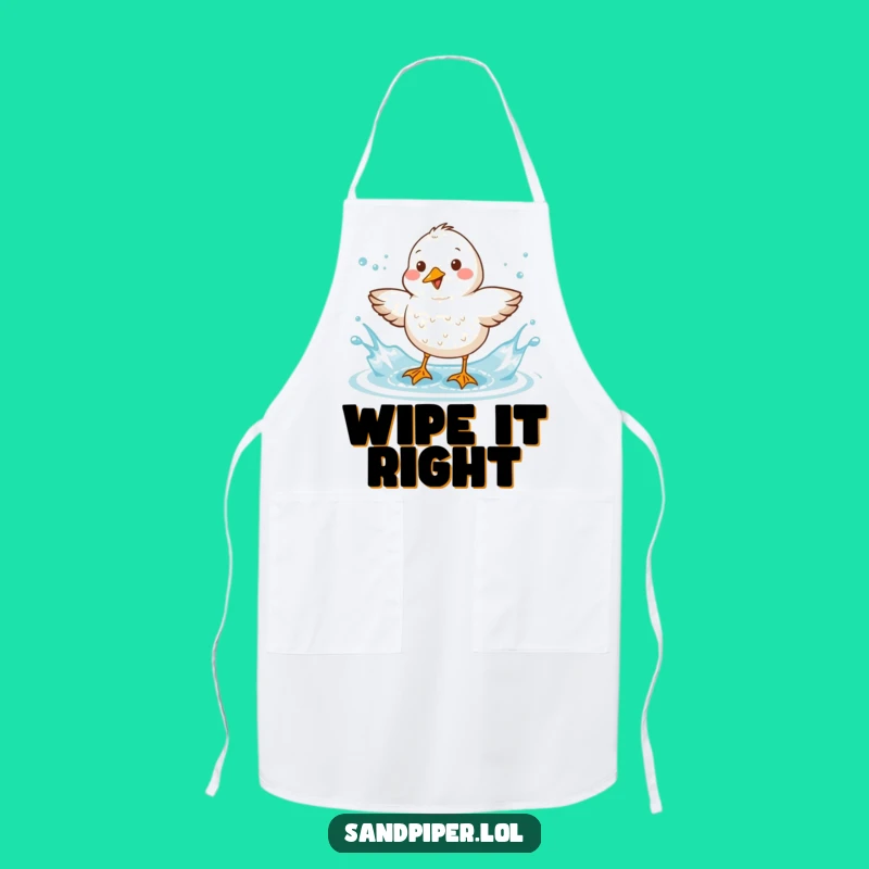 Funny Sandpiper Splash Apron - Cute Bird Character Kitchen Apron, Great Gift!