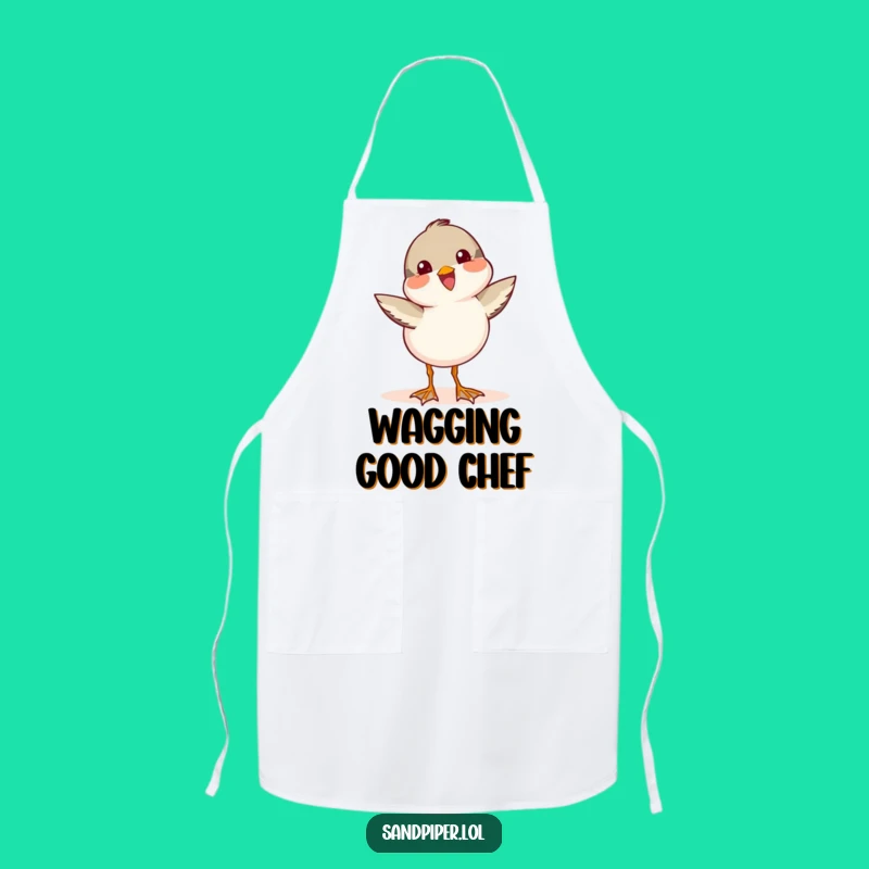 Funny Sandpiper Wag Apron: Joyful Chef Bird, Humorous Gift for Kitchen Fun
