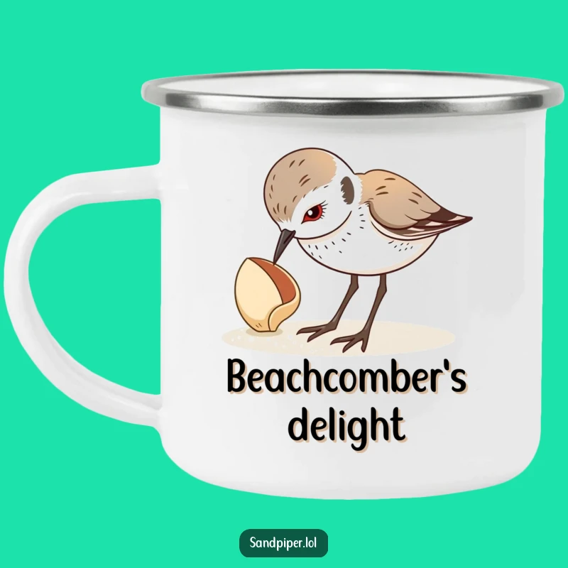 Funny Sandpiper Seashell Camping Mug: Hilarious Beach Explorer Gift