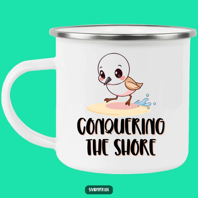 Funny Camp Wave Mug: Determined Sandpiper Outdoor Adventure Gift