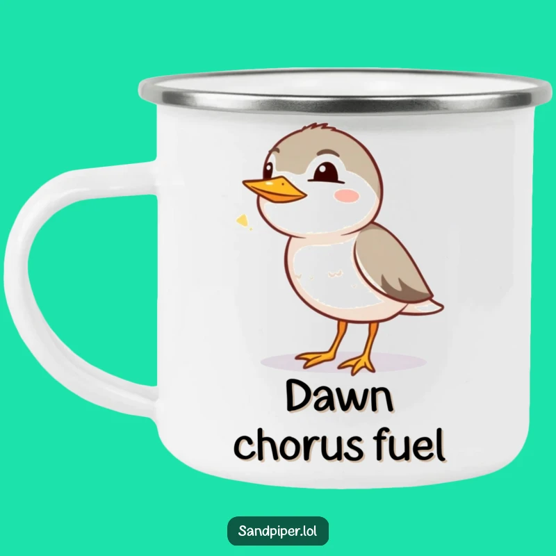 Funny Sandpiper Campfire Mug: Cheerful Bird Companion for Outdoor Moments