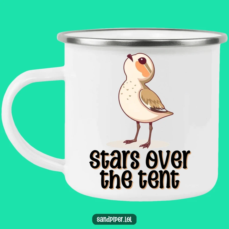 Funny Sandpiper Camping Mug - Awestruck Design for Outdoor Contemplation