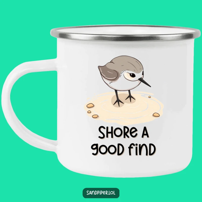 Funny Sandpiper Camping Mug - Durable Beach Bird Enamel Cup, Gift