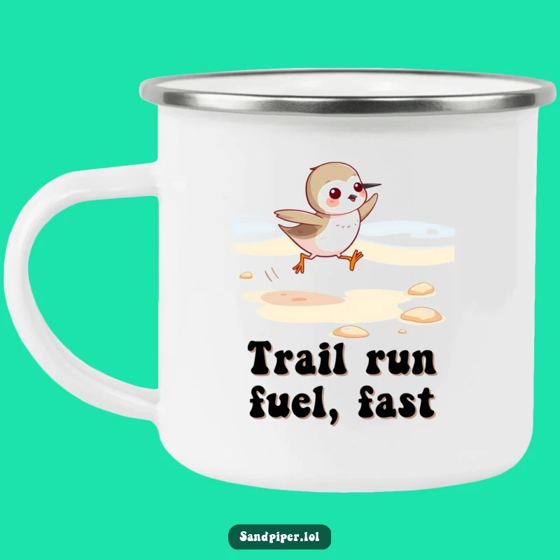 Funny Sandpiper Camping Mug: Durable Beach Runner Cup, Great Outdoor Gift