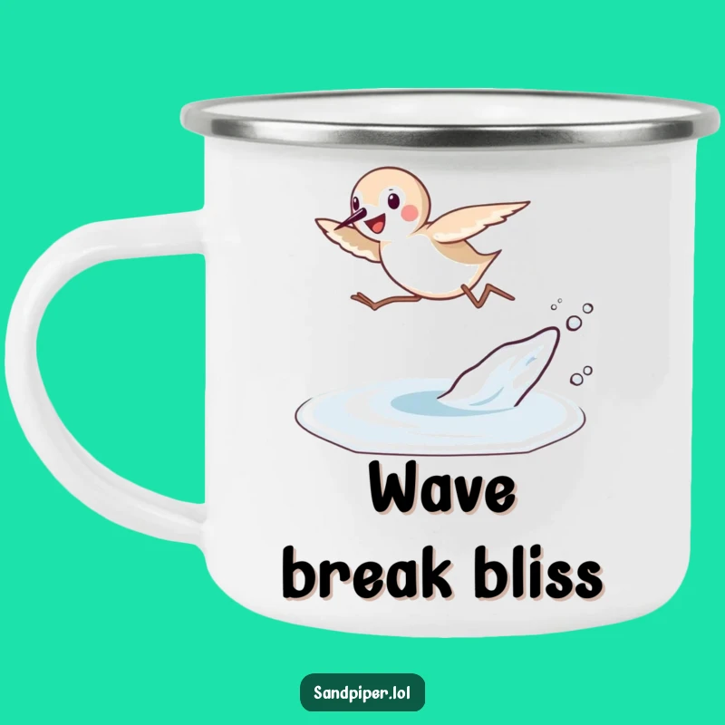 Funny Sandpiper Leap Camping Mug: Outdoor Joy, Hilarious Birdie Gift!