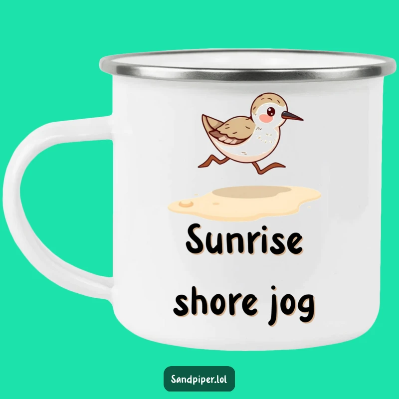 Funny Sandpiper Runner Camping Mug - Rugged & Comical Beach Gear