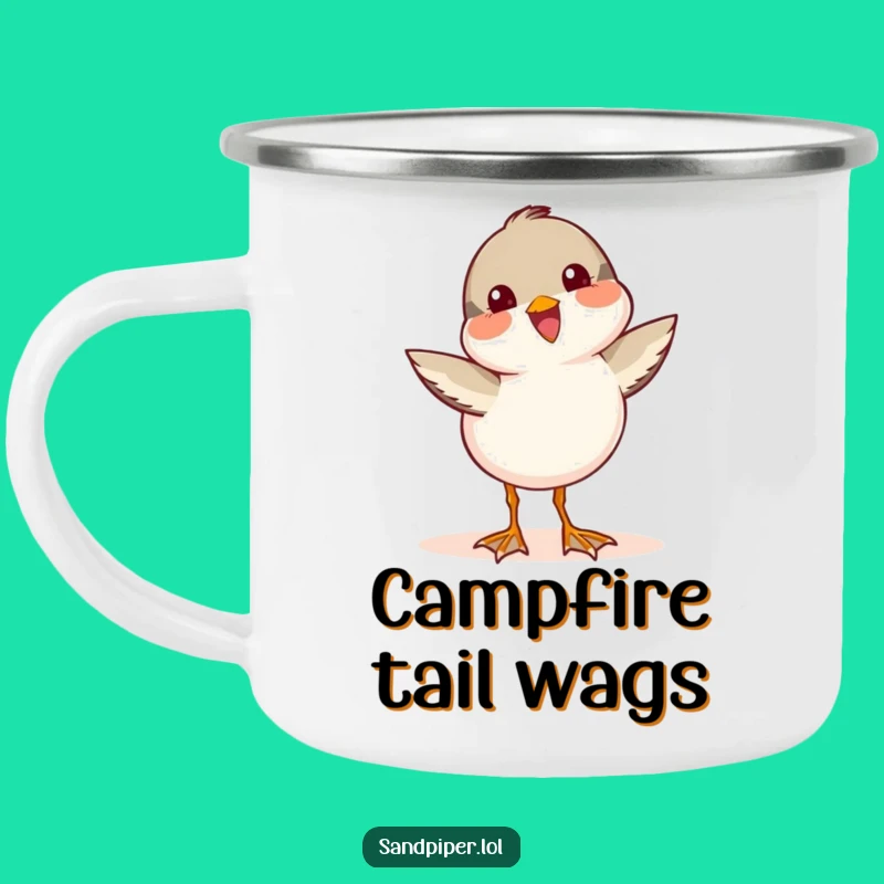 Funny Sandpiper Wag Camping Mug: Durable Joyful Bird, Outdoor Gift Fun