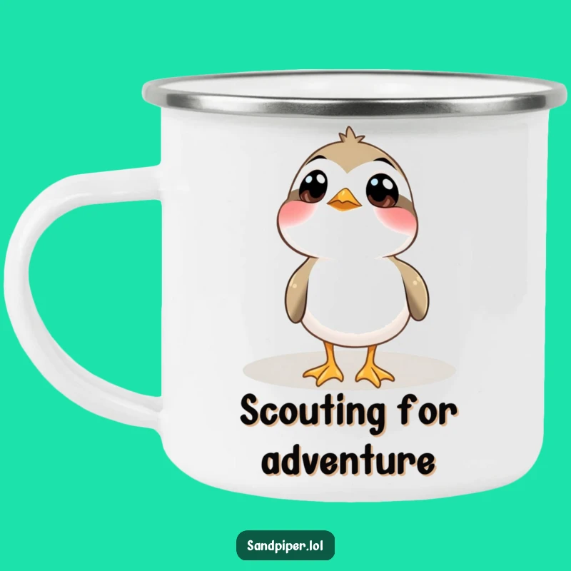 Funny Curious Sandpiper Camping Mug: Outdoor Bird Drinkware, Perfect Funny Gift