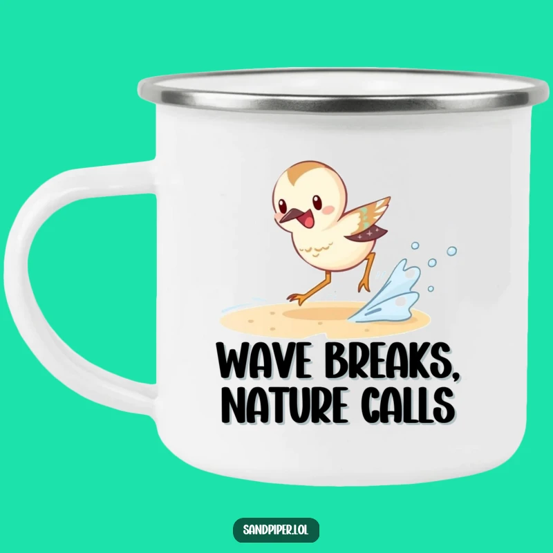 Funny Sandpiper Camping Mug: Wave Chasing Adventures, Outdoor Funny Gift
