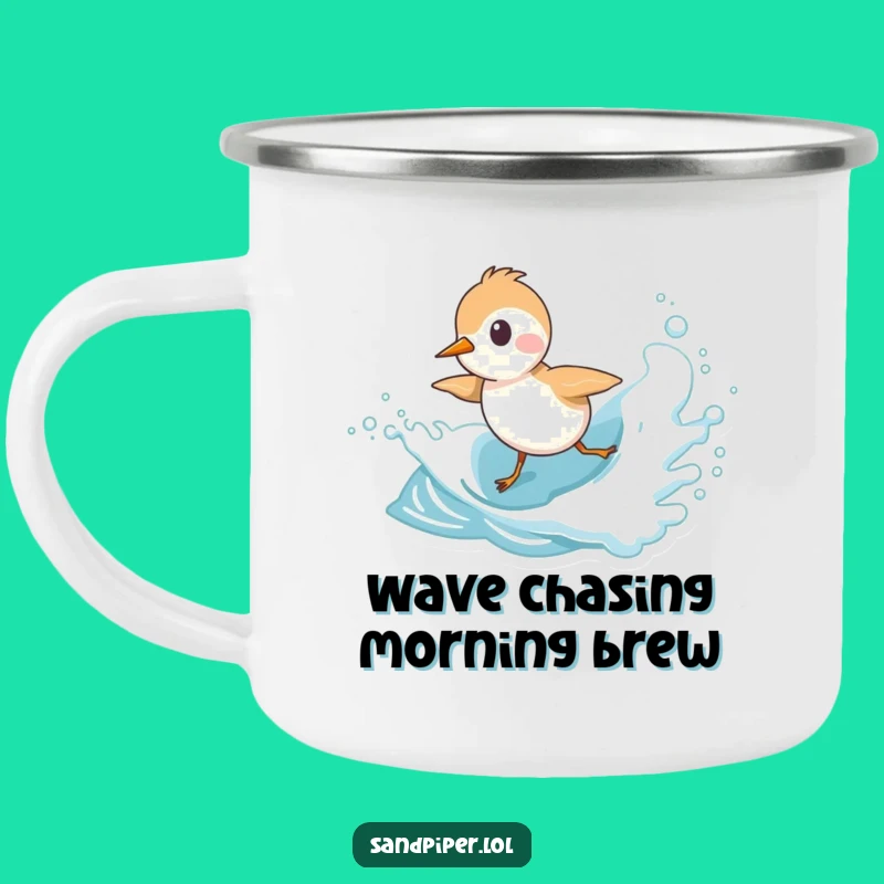Funny Sandpiper Camping Mug: Playful Wave Chasing, Durable Outdoor Funny Gift
