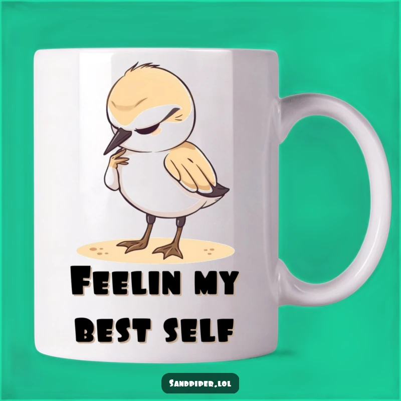 Funny Sandpiper Mug: Content Preening, Relaxed Bird Humor Gift