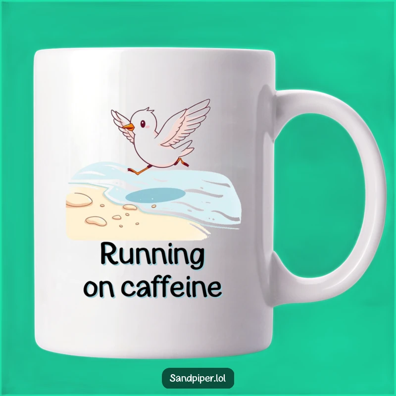 Funny Energetic Bird Running Mug - Joyful Beach Lover's Gift