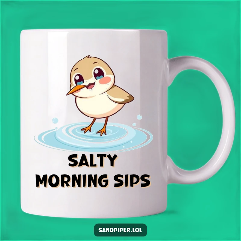 Funny Joyful Sandpiper Dipping Beak Wave Mug - Perfect Humorous Gift for Bird Lovers