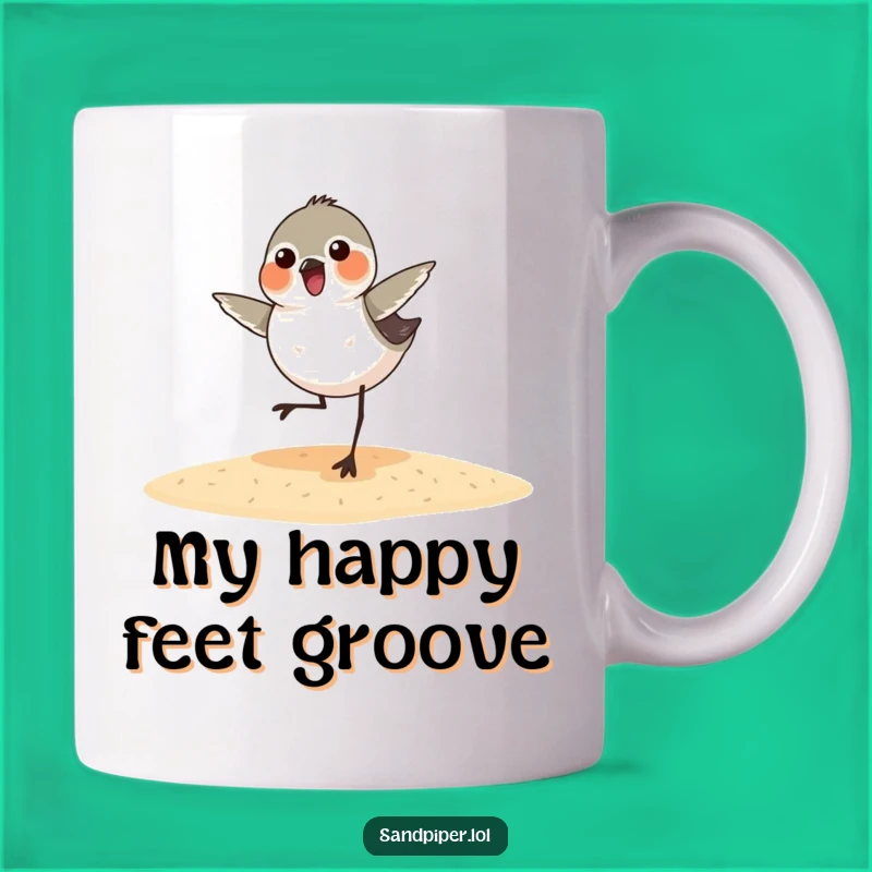 Funny Sandpiper Dance Mug: A Joyful Bird's Happy Feet Gift!