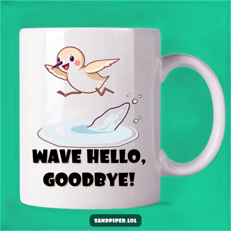 Funny Sandpiper Leap Mug: Joyful Beach Bird Makes a Hilarious Gift!