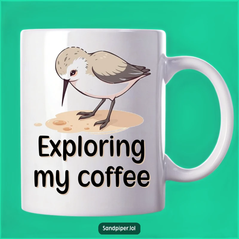 Funny Sandpiper Pecking Mug - Curious Bird Character Funny Gift