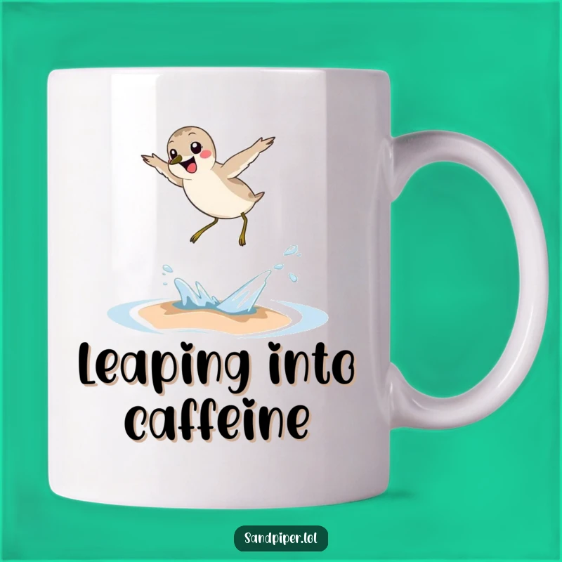 Funny Sandpiper Wave Leap Mug - Joyful Beach Bird Coffee Cup, Gift