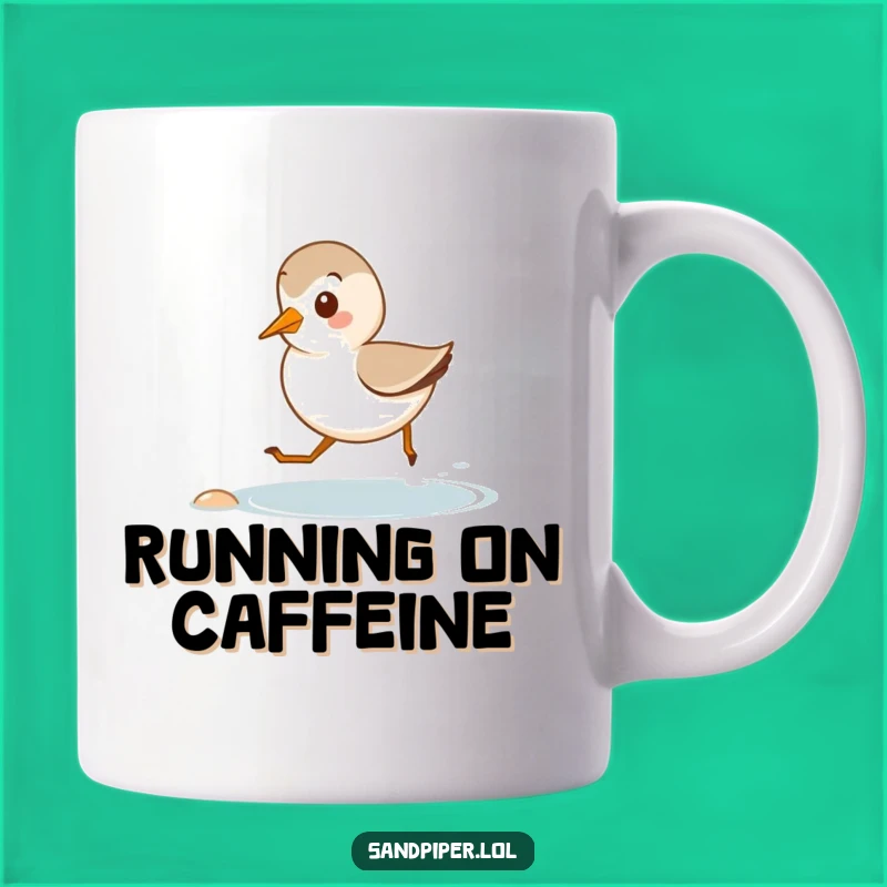 Funny Beach Mug: Sandpiper Running - Joyful Shoreline Fun Gift