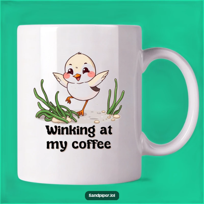 Funny Sandpiper Wink Mug: Mischievous Birdy Gift for Beach Lovers