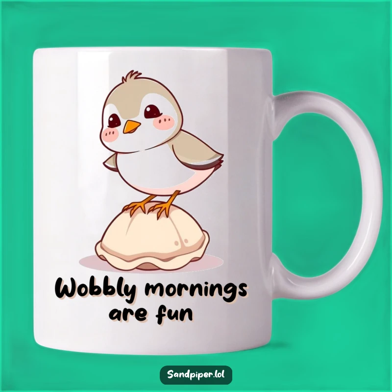 Funny Giggling Sandpiper Balancing Shell Mug - Hilarious Bird Gift for a Laugh