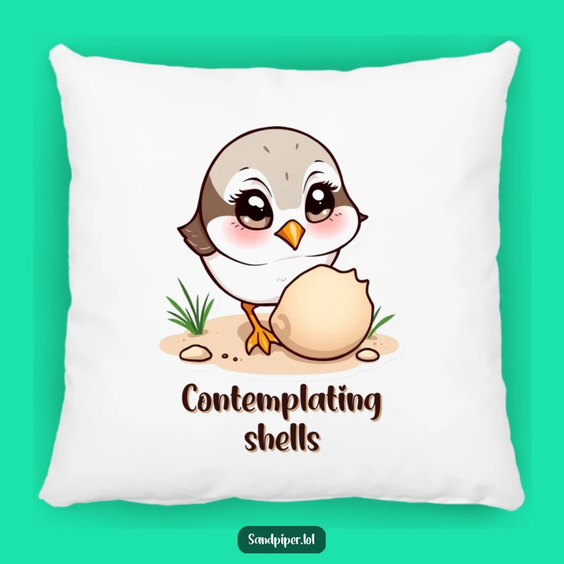 Funny Sandpiper Shell Pillow - Cozy & Curious Comfort!