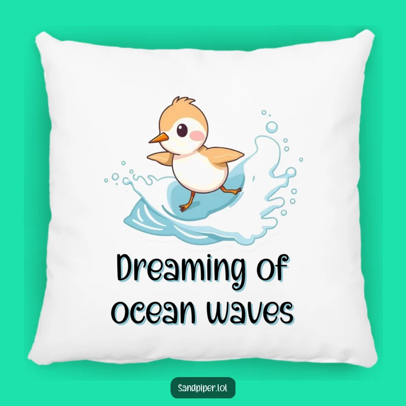 Funny Sandpiper Pillow: Cozy Playful Wave Chase, Soft & Comfy Funny Gift