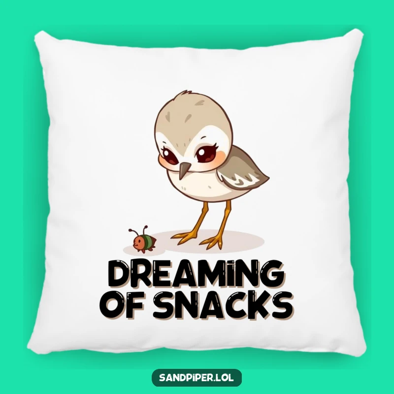 Cozy Funny Pillow: Determined Sandpiper Pecking, Comfort Focus Gift