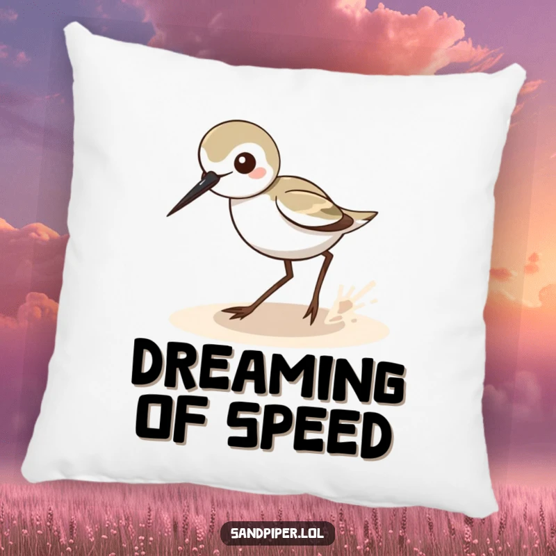 Funny Sandpiper Zigzag Pillow: A soft cushion featuring a sandpiper in a funny, zippy movement, a great funny gift.