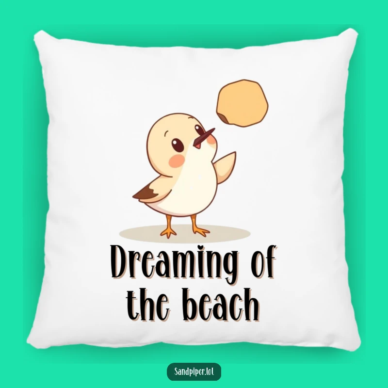 Cozy Funny Pillow: Sandpiper's Seashell Surprise, Comfort Gift