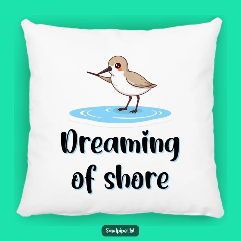 Funny Sandpiper Pillow - Ocean Pointing Accent, Hilarious Decor