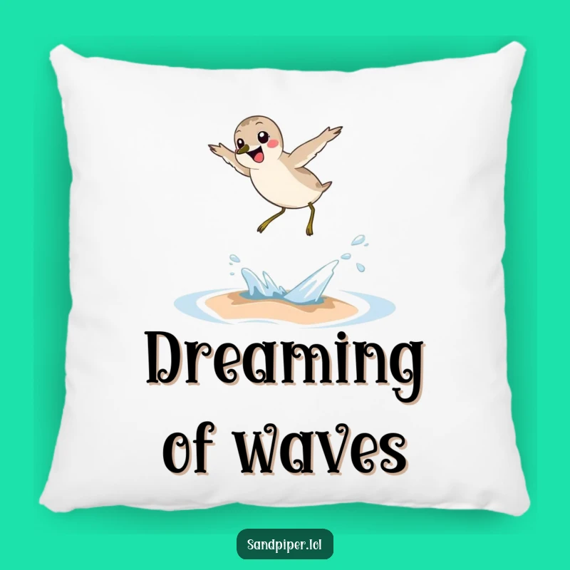 Funny Sandpiper Wave Leap Pillow - Cute Joyful Bird Cushion, Gift