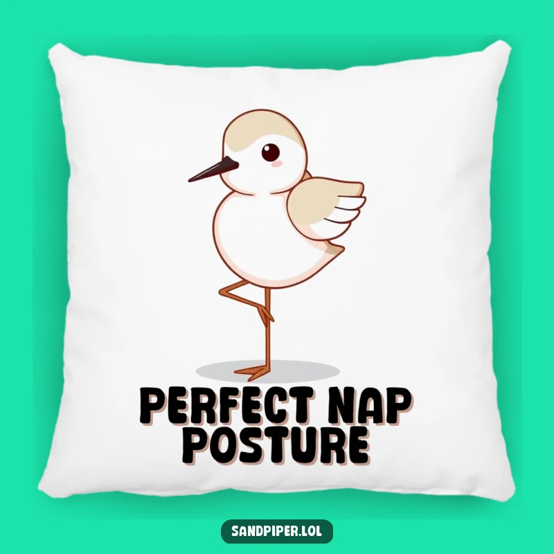 Funny Sandpiper Pillow: Balanced Bird Cushion, Cozy & Serene Decor Gift