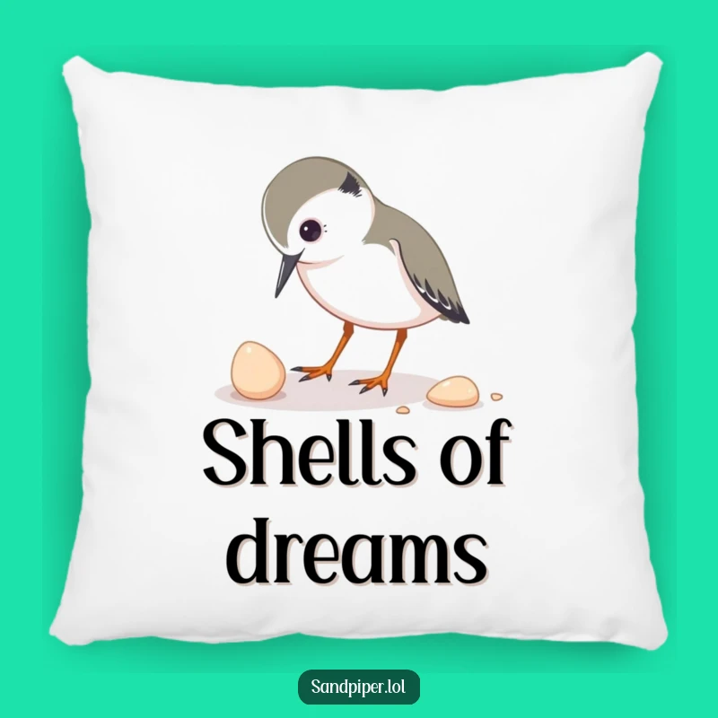 Funny Bird Pillow: Sandpiper Pecking Shell - Comfy Curious Accent