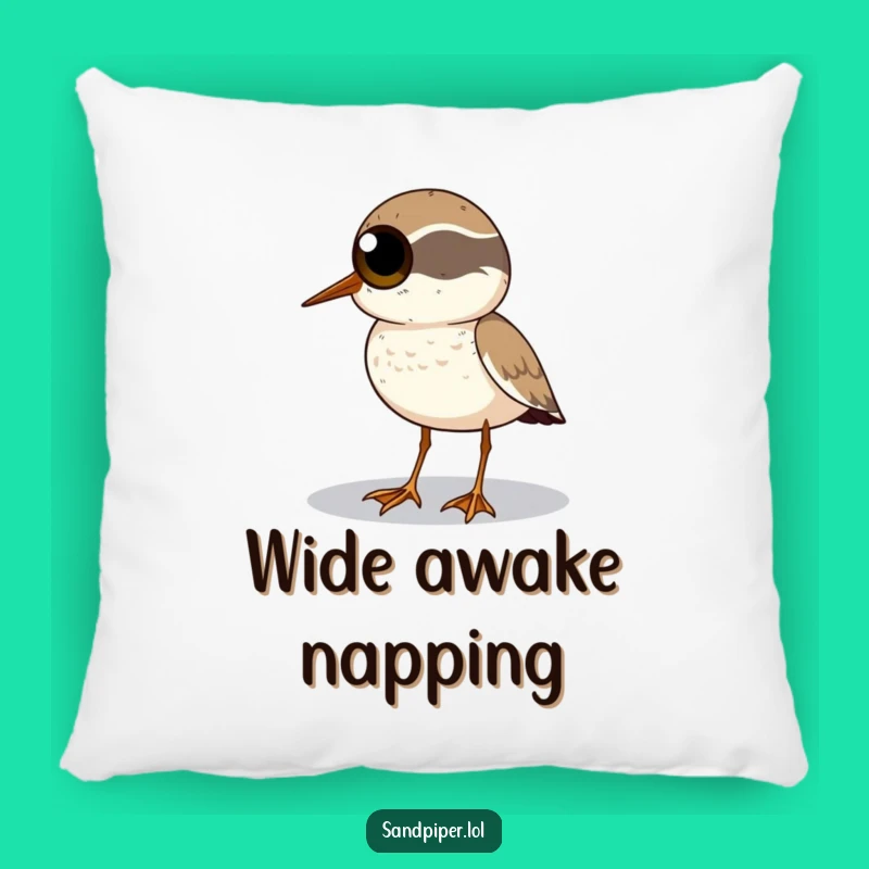 Funny Sandpiper Pillow - Wide Eyes Horizon Accent, Hilarious Decor