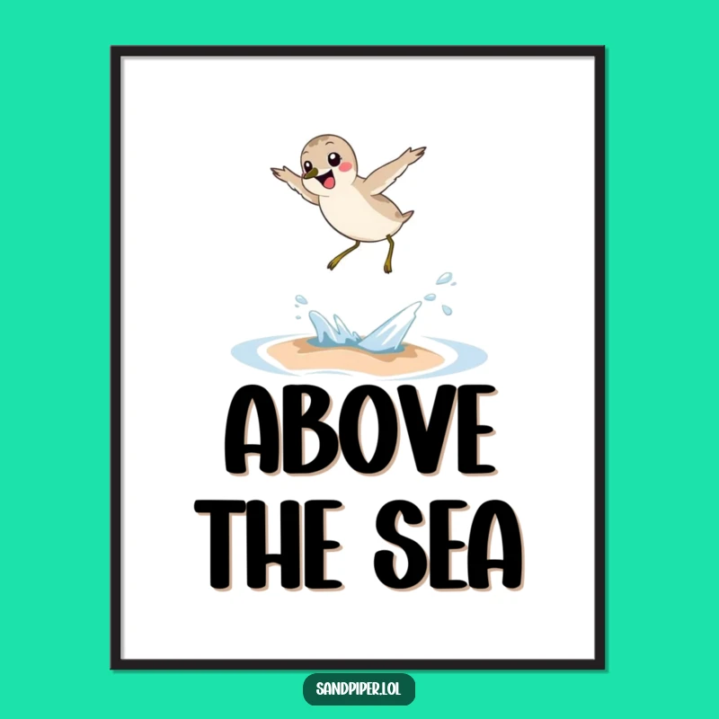 Funny Sandpiper Wave Leap Digital Art - Joyful Bird Download, Gift