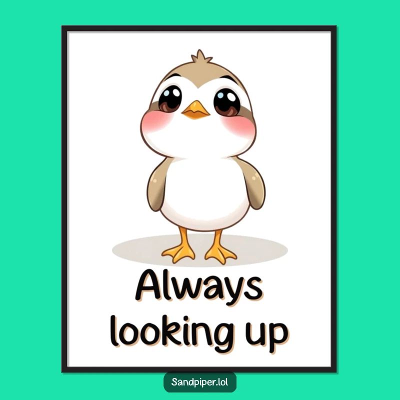 Funny Curious Sandpiper Digital Art: Bird Print, Perfect Funny Gift for Decor