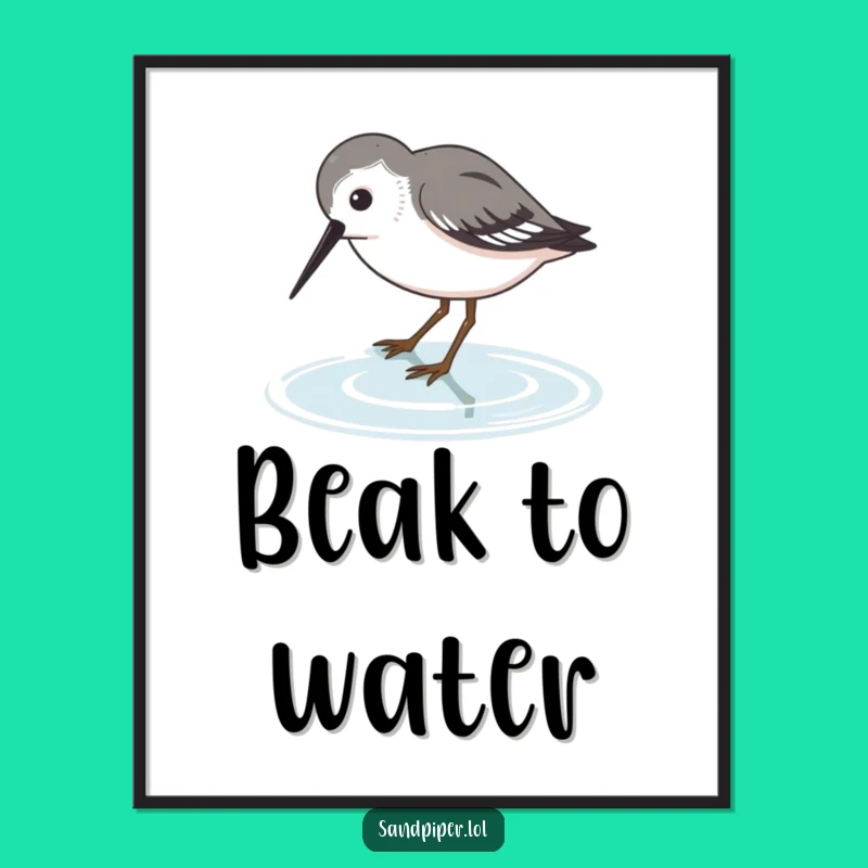 Funny Sandpiper Dip Digital Art: Thirsty Bird Download, Instant Humorous Gift
