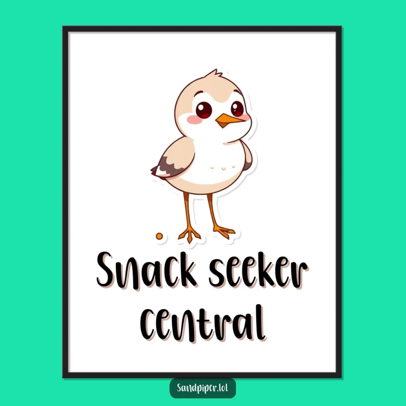 Funny Cheerful Sandpiper Snack Digital Art - Humorous Instant Download Gift
