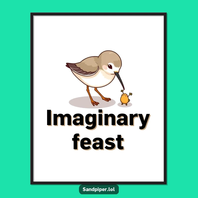 Funny Sandpiper Bug Chase Digital Print: Hilarious Bird Art