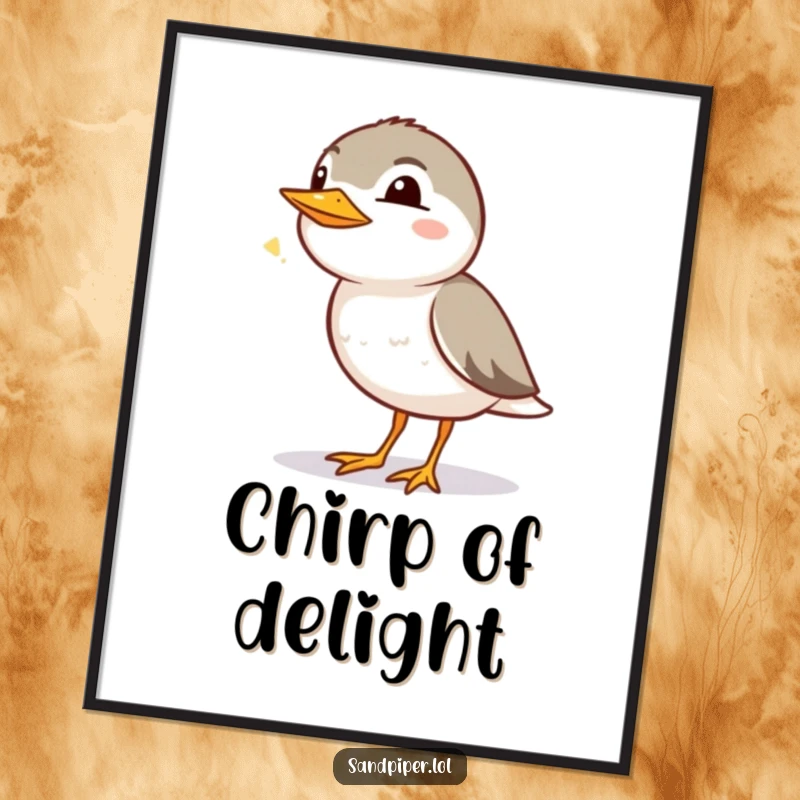 Funny Sandpiper Digital Art Print: A sandpiper character emits a happy chirp, bringing instant joy and charm to your screen.