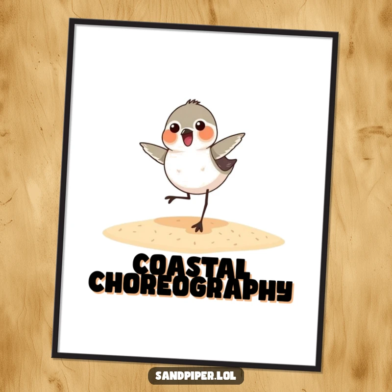 Funny sandpiper dance digital art print, a vibrant and humorous illustration of a bird performing a joyful dance, ready for instant download