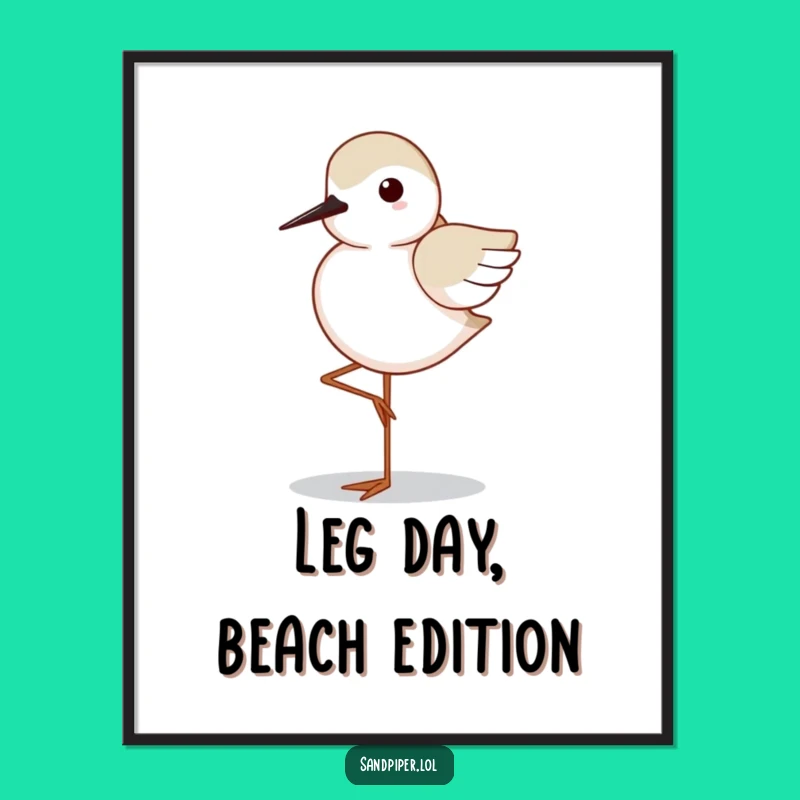 Funny Sandpiper Digital Art: Balanced Bird Print, Instant Serene Decor