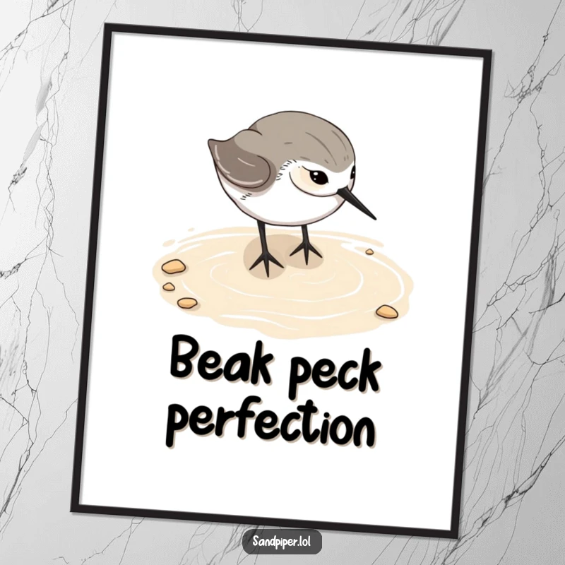 Funny sandpiper digital art, humorous beach bird download, happy digging, instant wall decor, great gift.