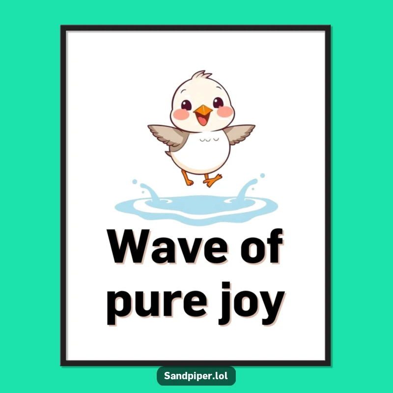 Funny Sandpiper Digital Art: Joyful Wave Hopper Print, Instant Beach Decor