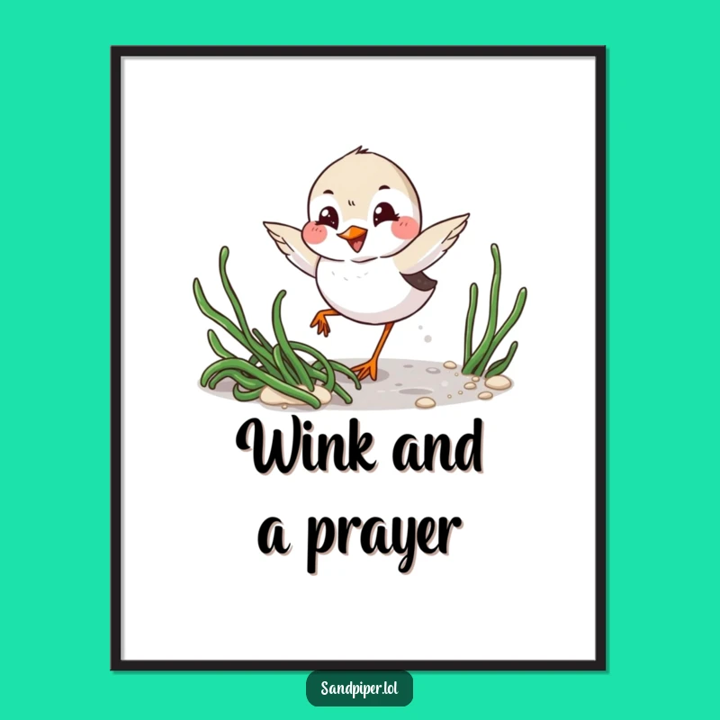 Funny Sandpiper Digital Print: Mischievous Coastal Art Gift