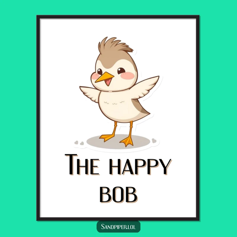 Funny Sandpiper Head Bob Digital Art - Instant Joyful Wall Decor