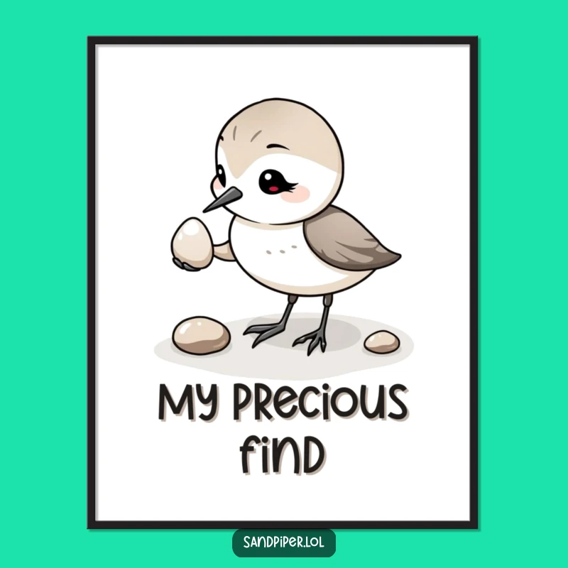 Funny Sandpiper Pebble Digital Art: Instant Heartwarming Humor for Walls