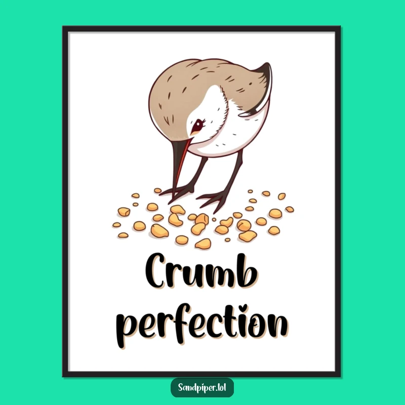 Funny Sandpiper Pecking Digital Art - Instant Coastal Download