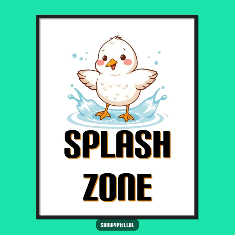 Funny Sandpiper Splash Digital Art - Joyful Bird Character Wall Art, Instant Gift!